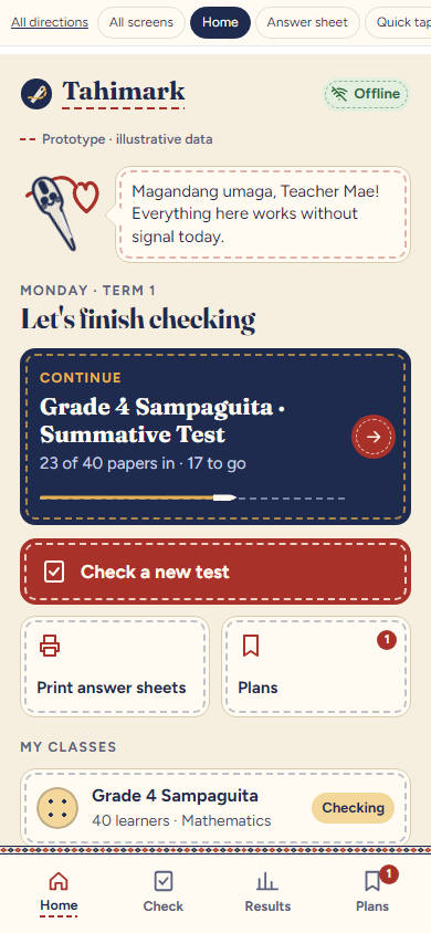 Tahimark home screen